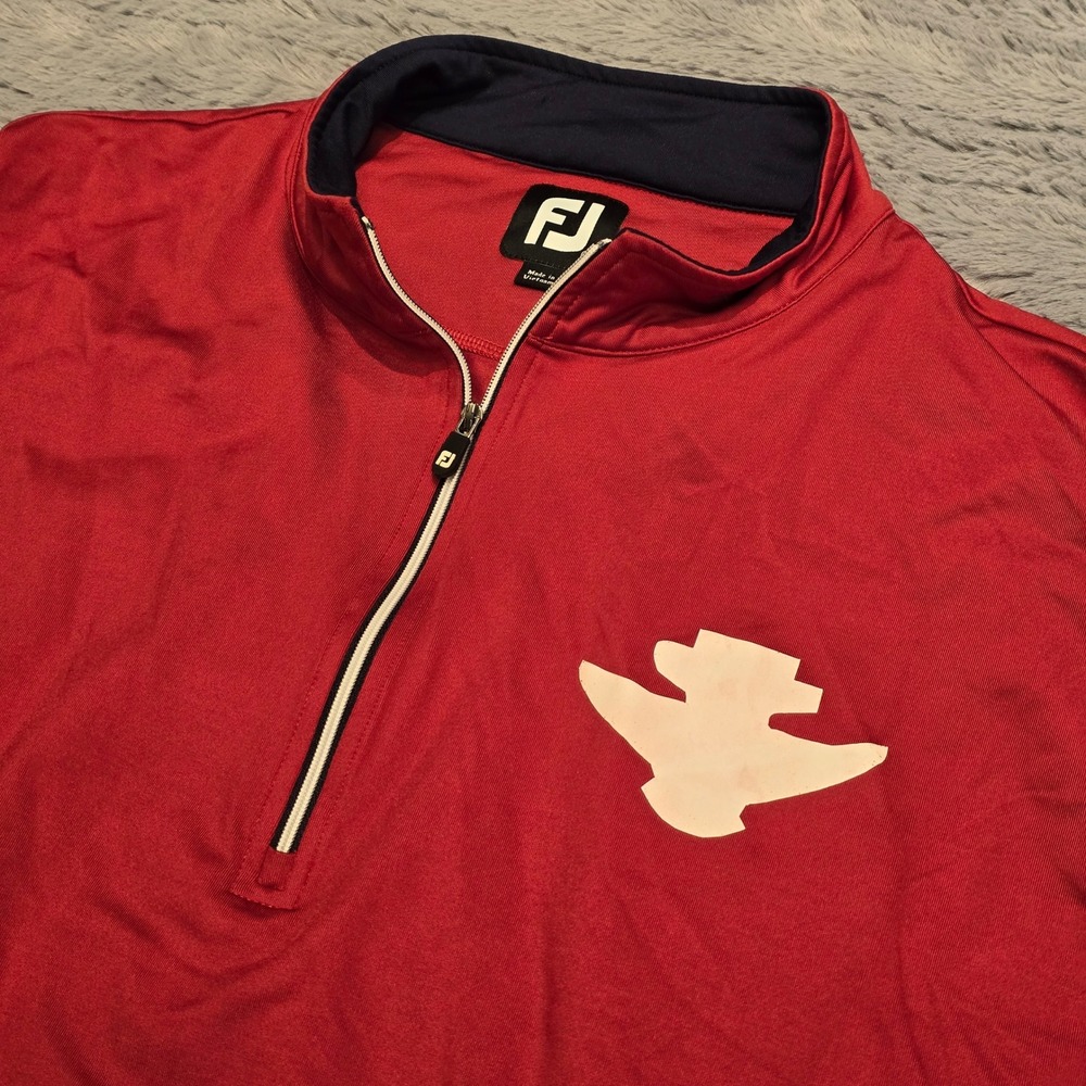FootJoy Mens Red‎ Quarter Zip Golf Vest Performance Pullover Large FJ Logo